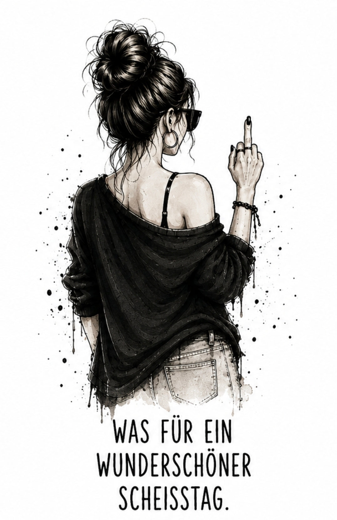 Wunderschöner Scheißtag Messy Bun Trinkglas mit Bambusdeckel & Glasstrohhalm
