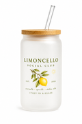 Limoncello Social Club Trinkglas mit Bambusdeckel & Glasstrohhalm
