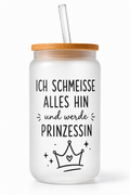 Prinzessinnenpause | Glas mit Bambusdeckel & Strohhalm