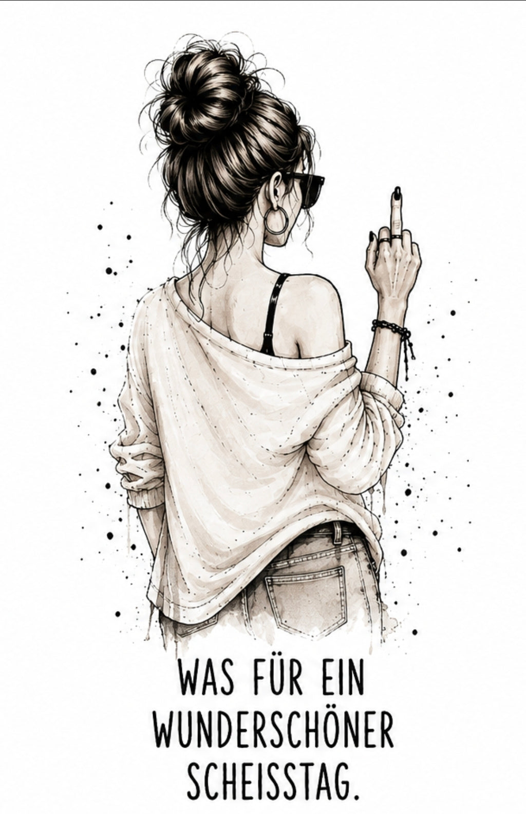 Wunderschöner Scheißtag Messy Bun Trinkglas mit Bambusdeckel & Glasstrohhalm